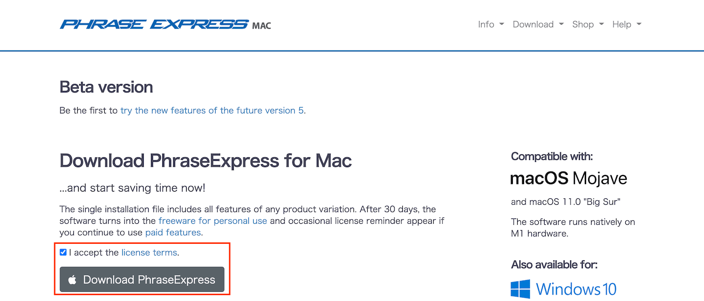 Mac版PhraseExpressをインストール